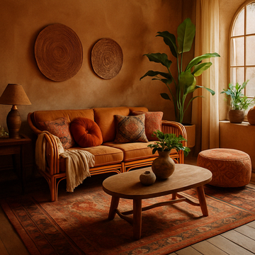 boho tarz oturma odası