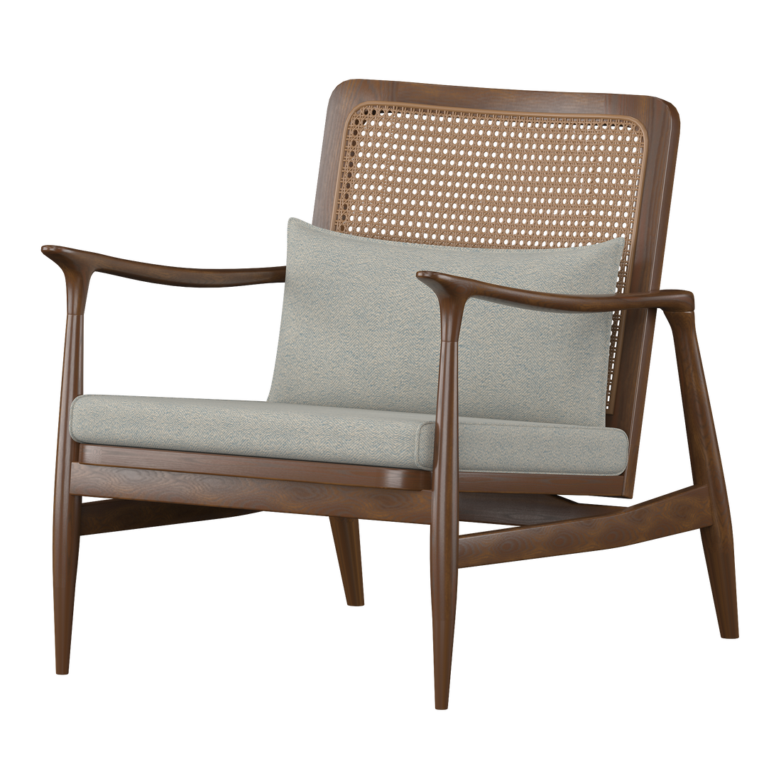 Nordischer Skandinavischer Sessel: Mit Rattan-Details