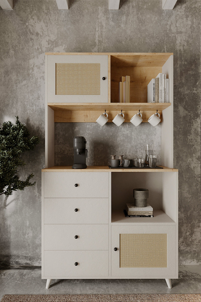 Nosta Kahve Köşesi - Çok Amaçlı Dolap | Rattan Hasır