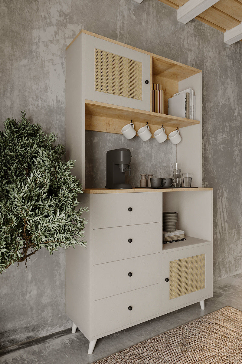 Nosta Kahve Köşesi - Çok Amaçlı Dolap | Rattan Hasır