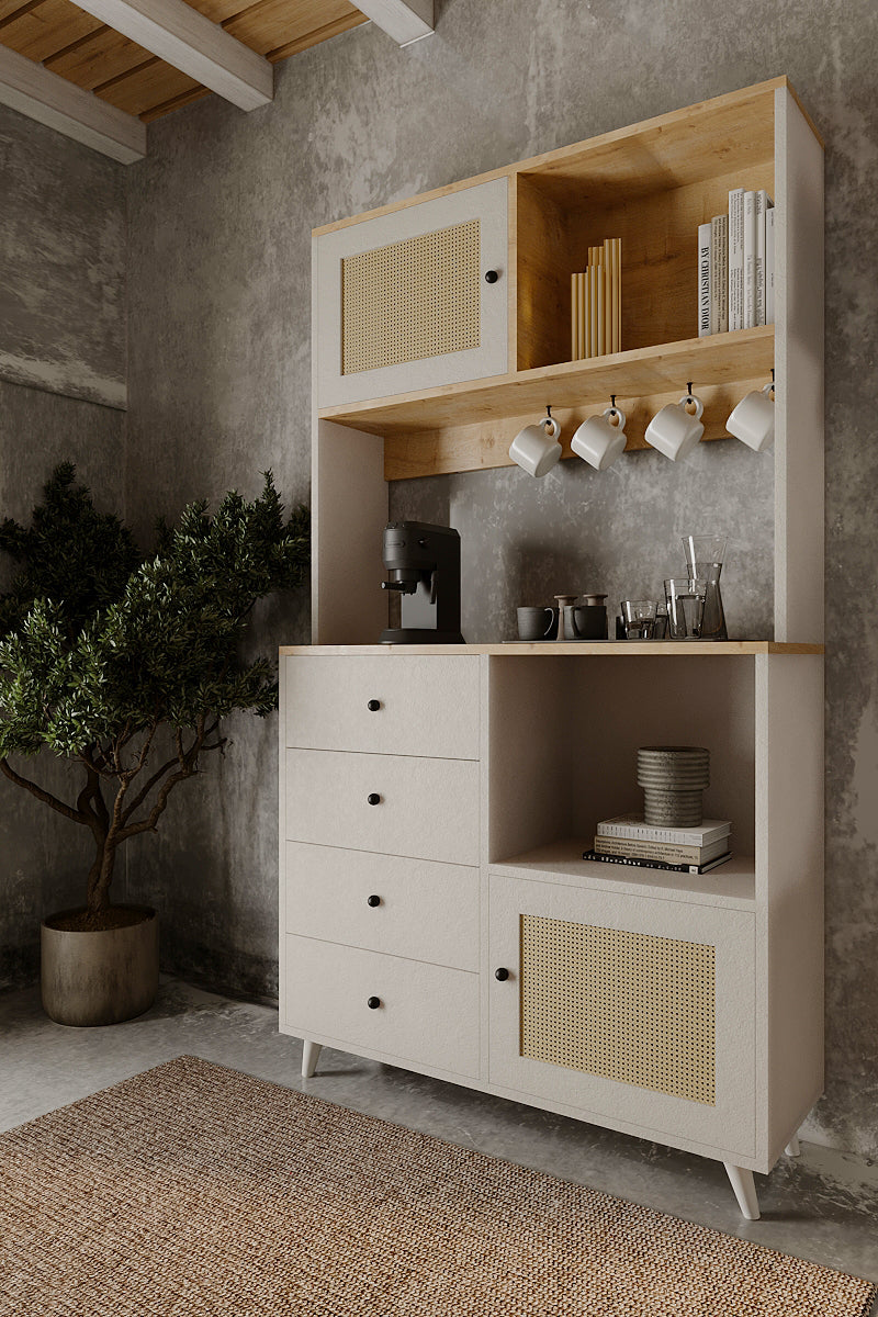 Nosta Kahve Köşesi - Çok Amaçlı Dolap | Rattan Hasır