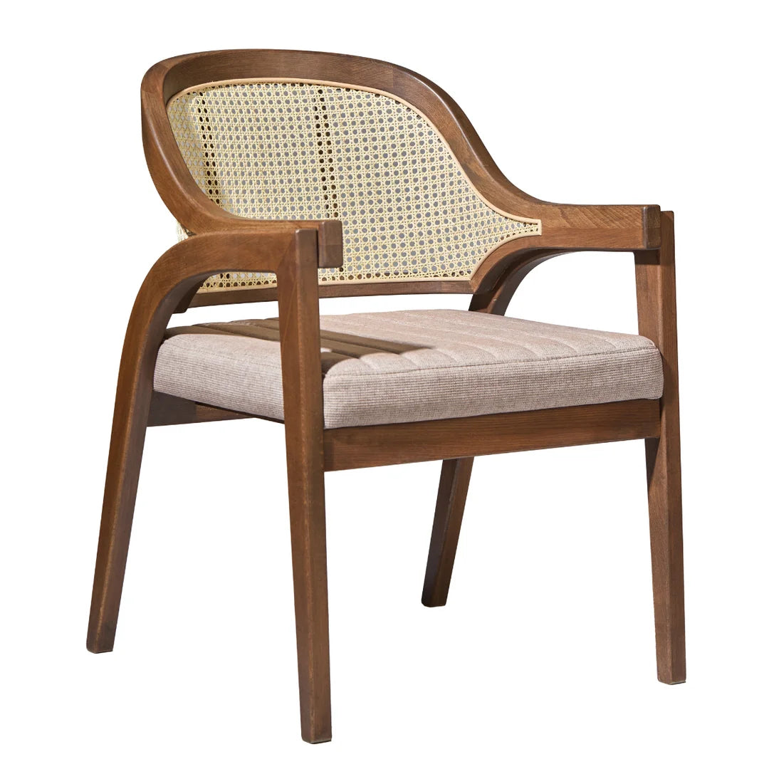 Milo Ahşap Kollu Sandalye - Rattan