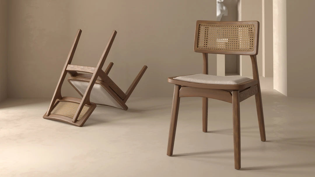 Pisa Ahşap Rattan Sandalye